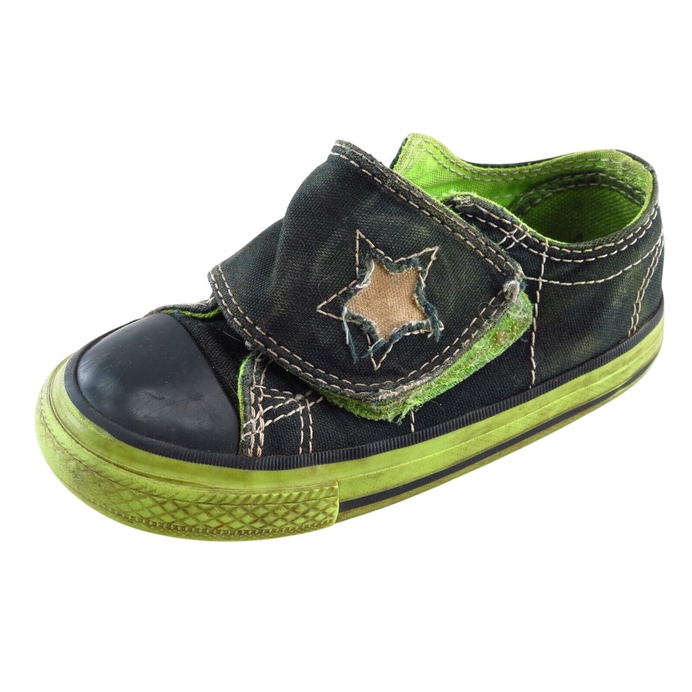 Converse One Star Toddler Boys Casual Shoes Size 7 Black Fabric Strap Comfort